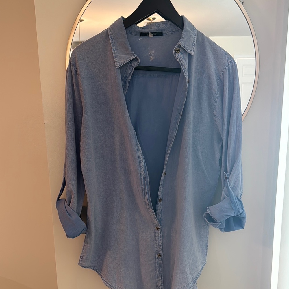 Light Blue Button-Up Shirt Dress/Cover-up